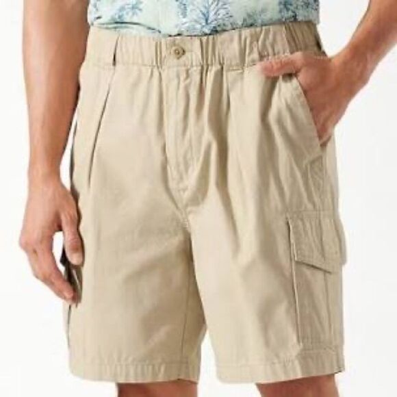 TOMMY BAHAMA 34 Tencel/Lyocell Blend Relax Cargo Khaki Unisex Shorts - Picture 1 of 13